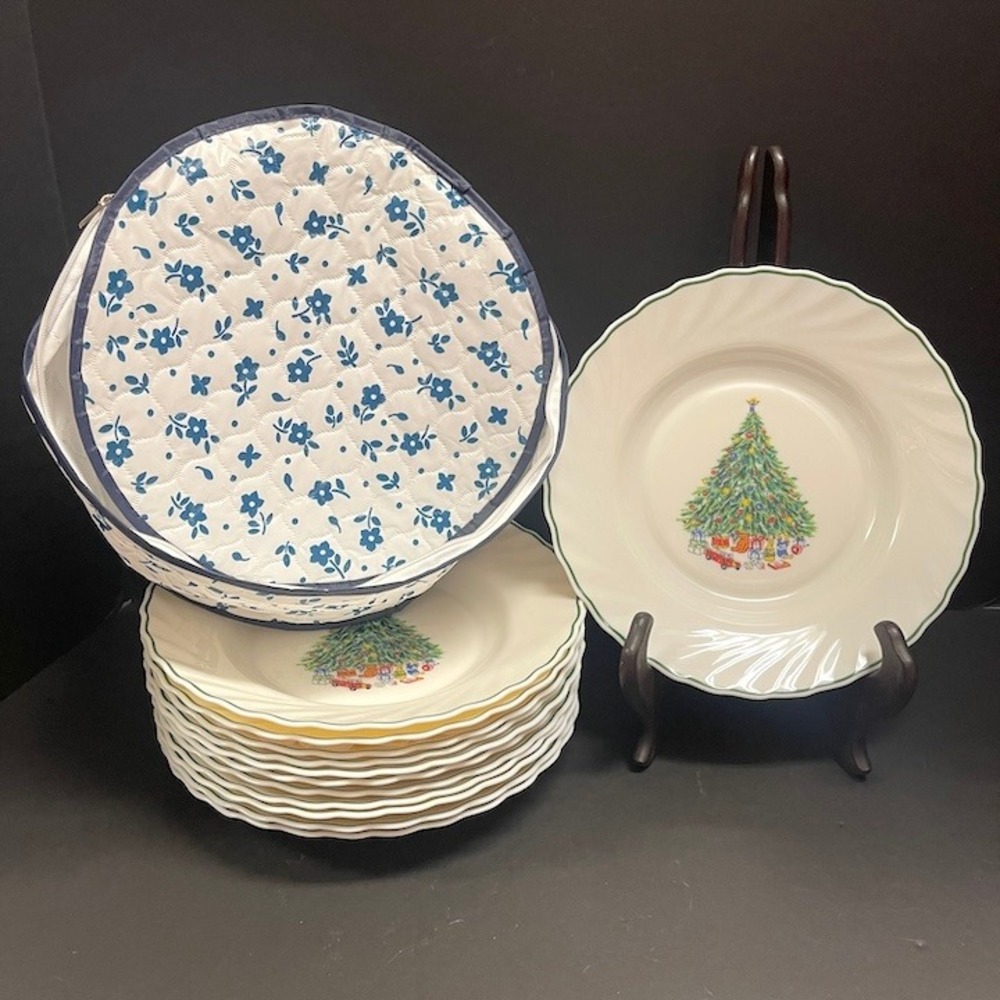 Set of 12 Dinner Plates Noel by Salem Porcelle Vintage 1980's - Picture 2 of 6